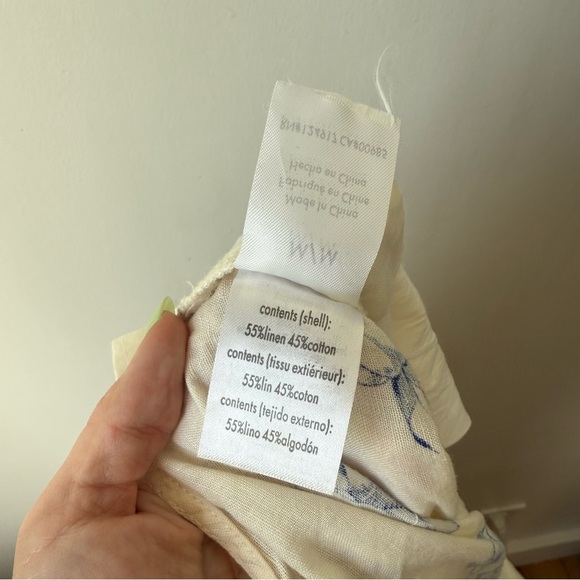 WeWoreWhat From Me To You White Blue Floral Linen-Blend Overalls M - Picture 5 of 6